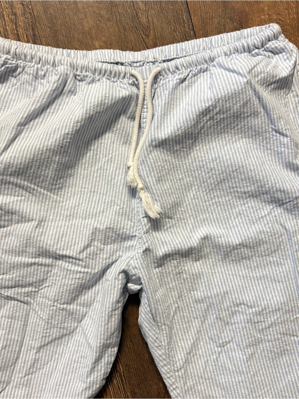 Brandy Melville Cotton Striped drawstring pants blue/ white - Picture 3 of 5